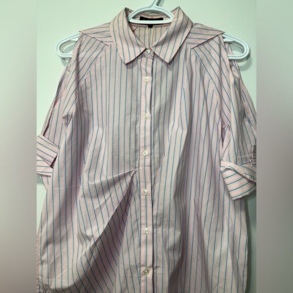 NWT Tox Tout A Coup Striped Cut Out Button Down Shirt size XS - Picture 8 of 14